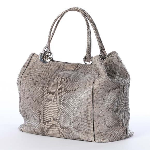 Cape Cobra Grey Snakeskin Large Shoulder Bag - Picture 2 of 12